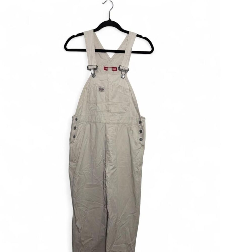Vintage Union bay Women's Cream and Tan Dungarees Overalls C66